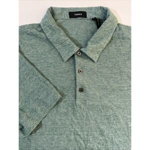 THEORY Brenan‎ Short Sleeve Polo Shirt Mens Large Green Pullover 100% Cotton